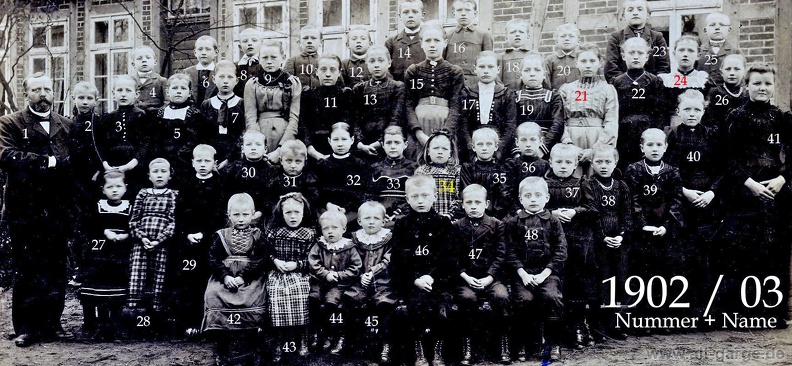 Schulklassen 1902 / 1903 - mit Beschriftung 